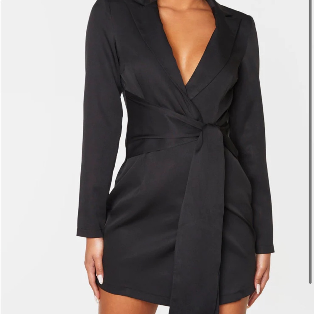 Black wrap blazer dress